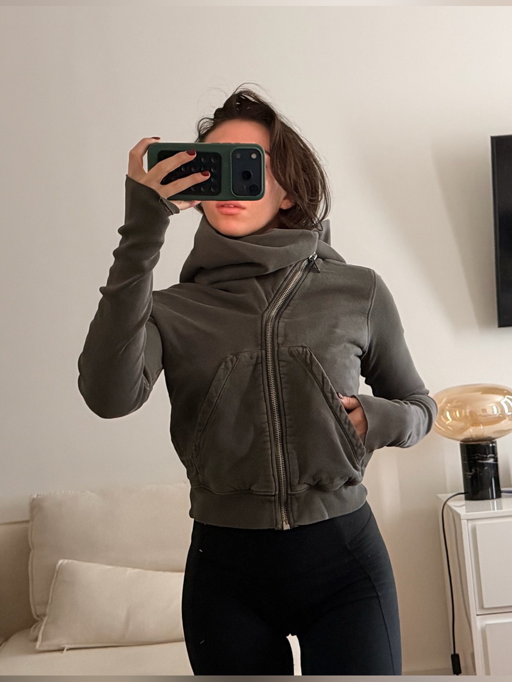 Rick Owen’s Women Asymmetrical Zip Up Hoodie
